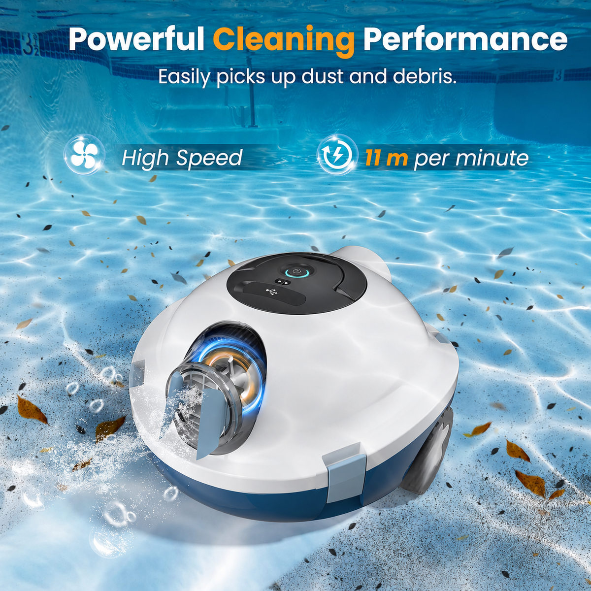 Cordless Robotic Pool Cleaner – 120-Min Runtime, Self-Parking, 5200mAh Battery