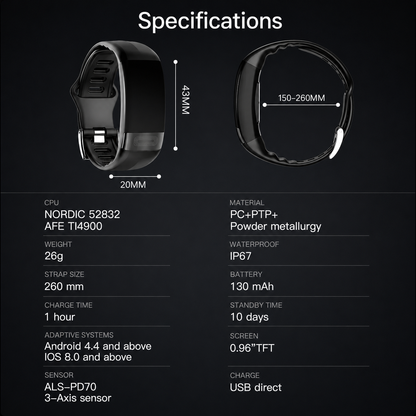 Smart Health Tracker Bracelet – Heart, SpO2 Monitor