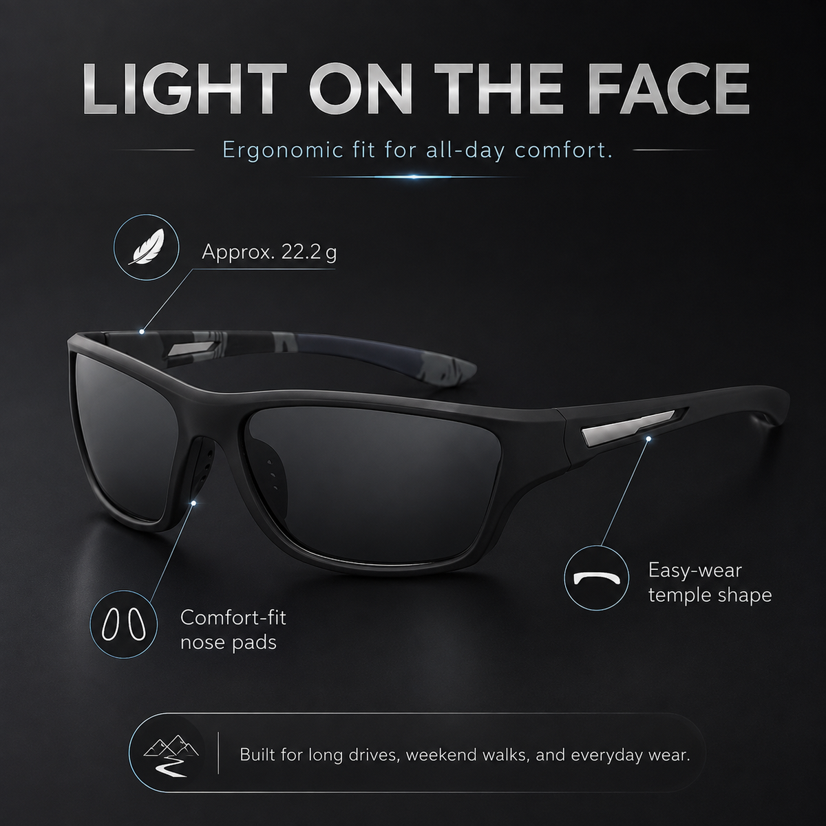 Ultralight Polarized Sunglasses - Stylish & UV Protection - Buy 1 Get 1 Free