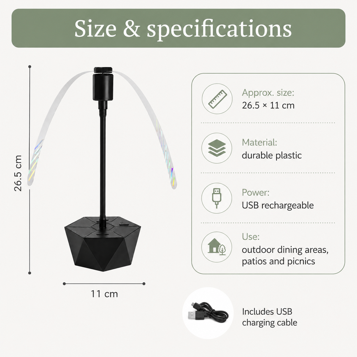 Outdoor Fly Repellent Fan for Dining Areas