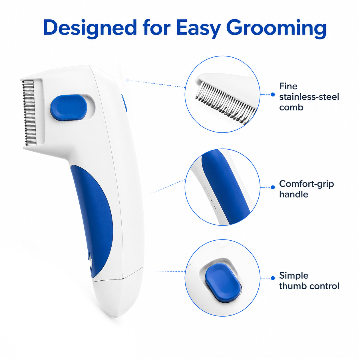 Battery-Powered Electric Flea Comb for Dogs & Cats