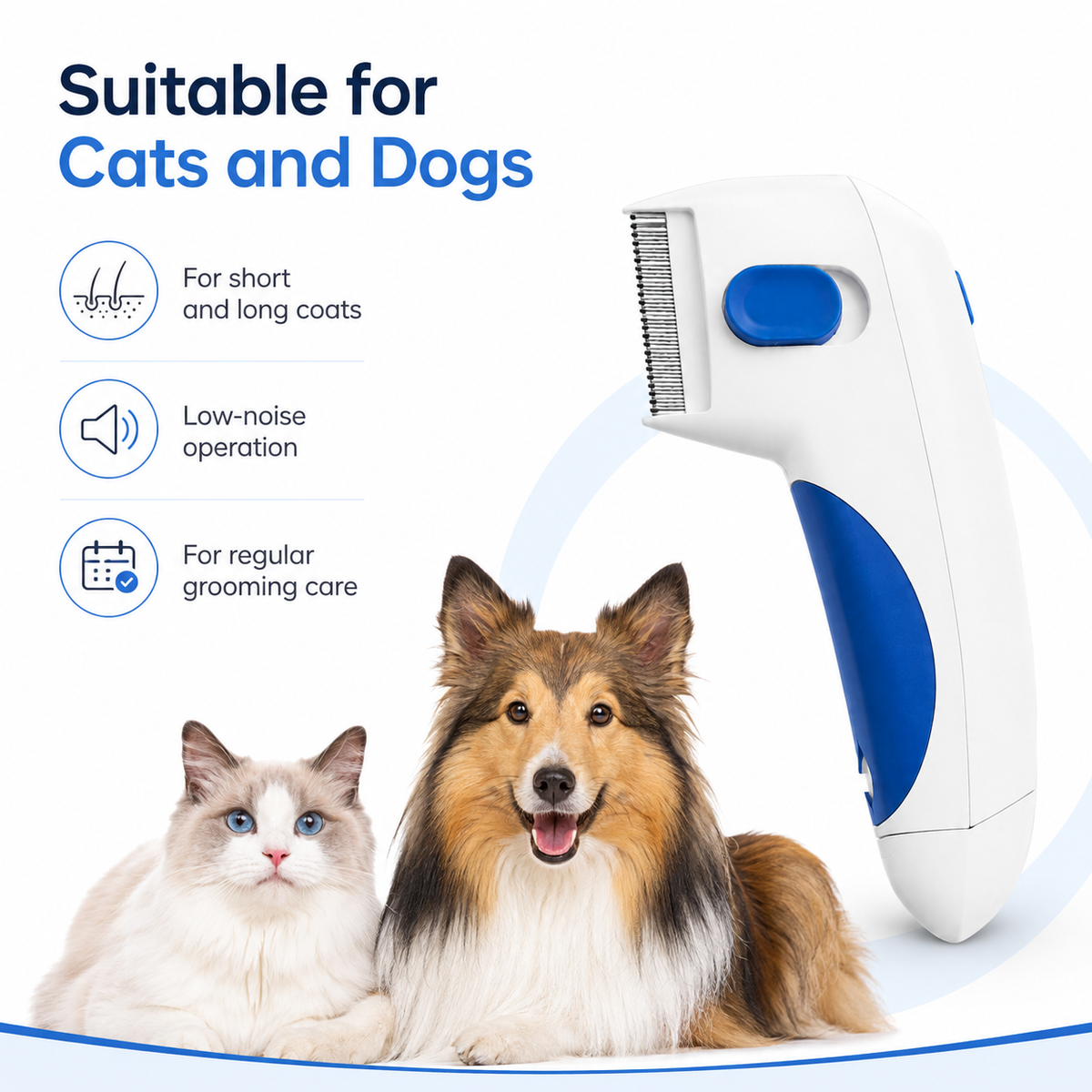 Battery-Powered Electric Flea Comb for Dogs & Cats