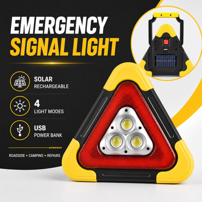 2-IN-1 Solar Emergency Triangular Roadside Signal Light