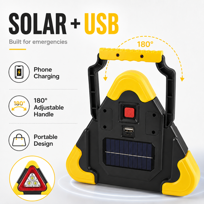 2-IN-1 Solar Emergency Triangular Roadside Signal Light