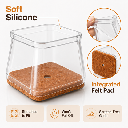 Square Silicone Chair Leg Floor Protectors -  Set of 24