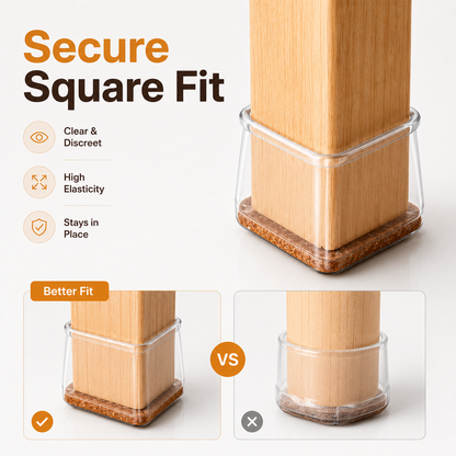 Square Silicone Chair Leg Floor Protectors -  Set of 24