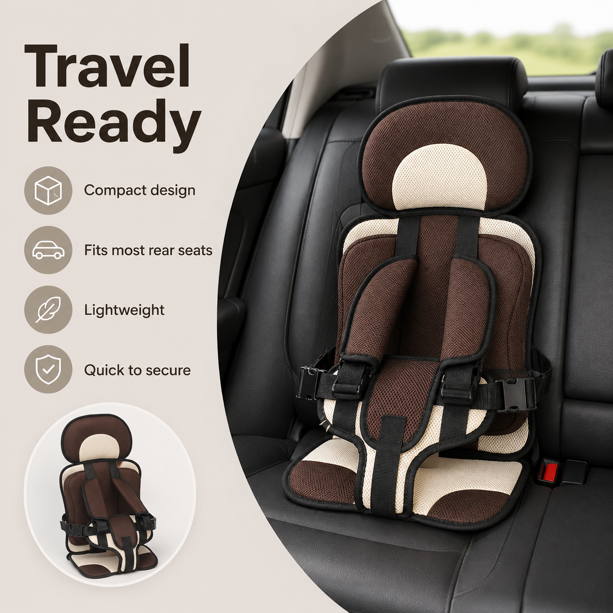 Portable Toddler Car Seat – Compact Narrow Travel Harness