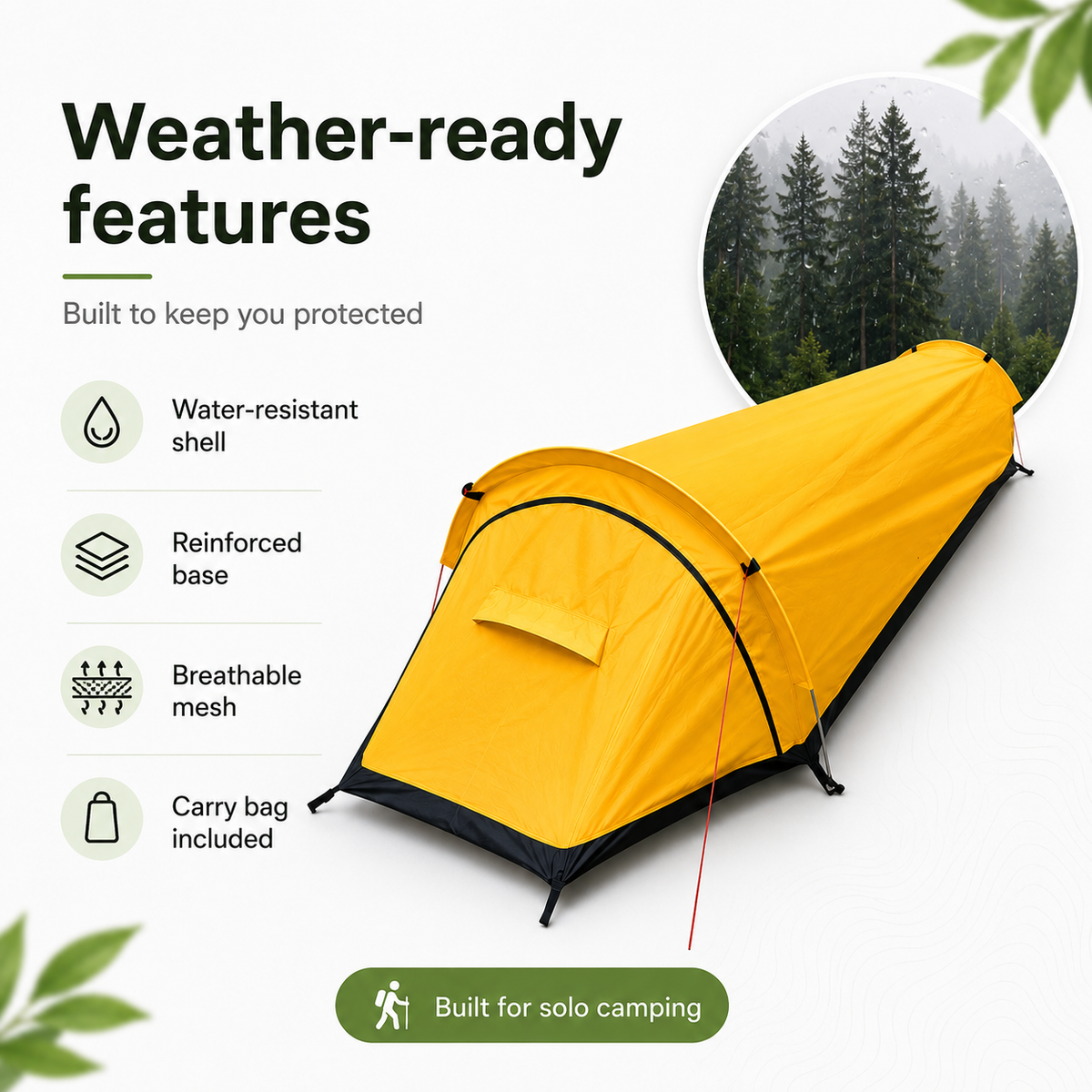 Ultralight 1-Person Camping Tent – Compact Hiking Shelter