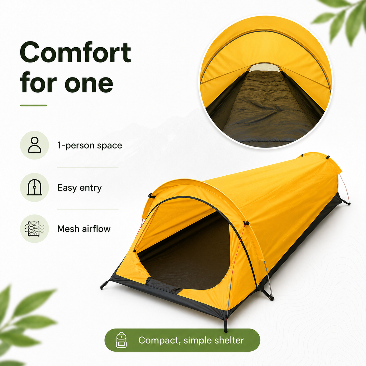 Ultralight 1-Person Camping Tent – Compact Hiking Shelter