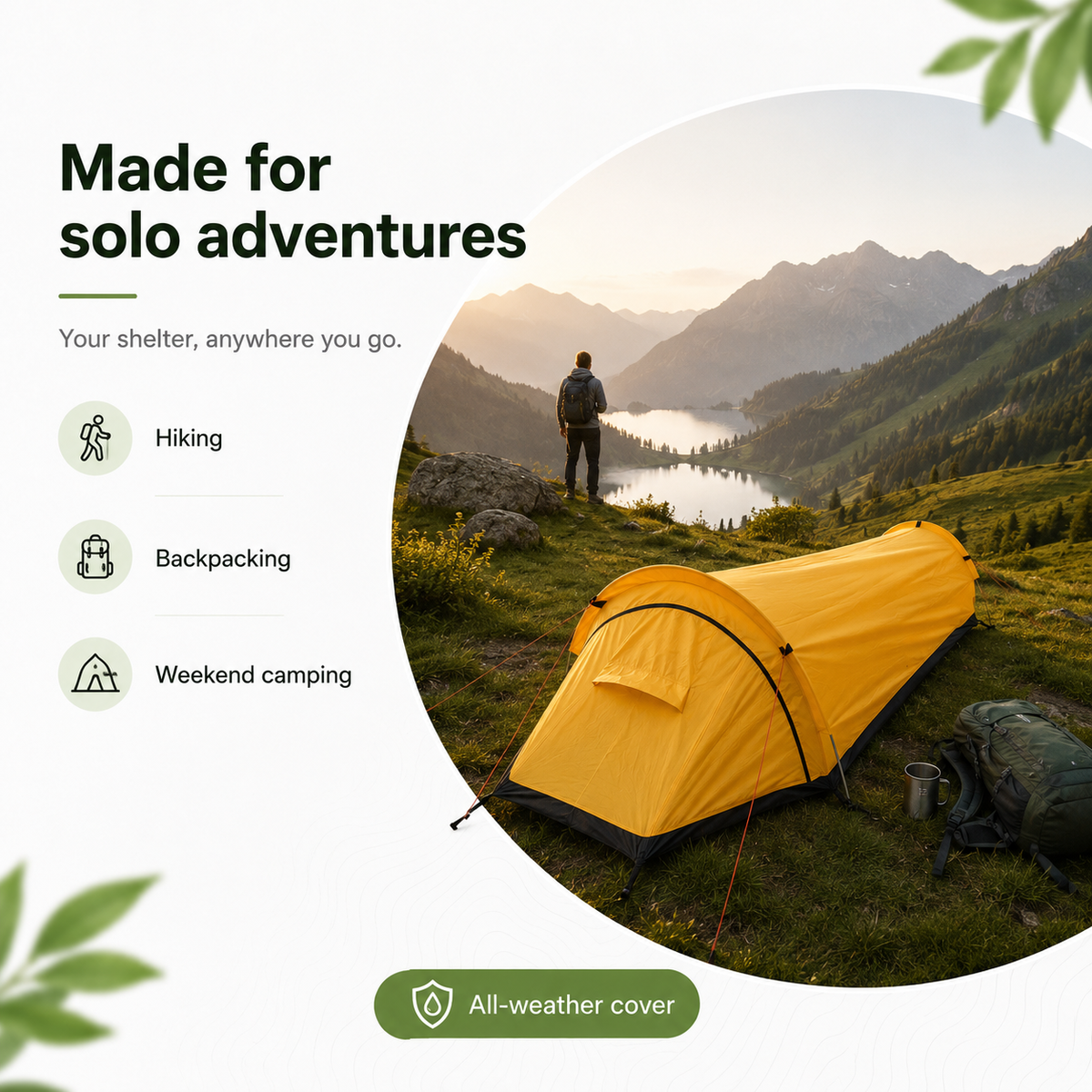 Ultralight 1-Person Camping Tent – Compact Hiking Shelter