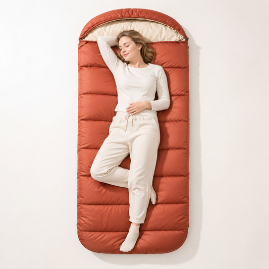 3-Season Cotton Sleeping Bag – Lightweight, Extra Wide for Adults