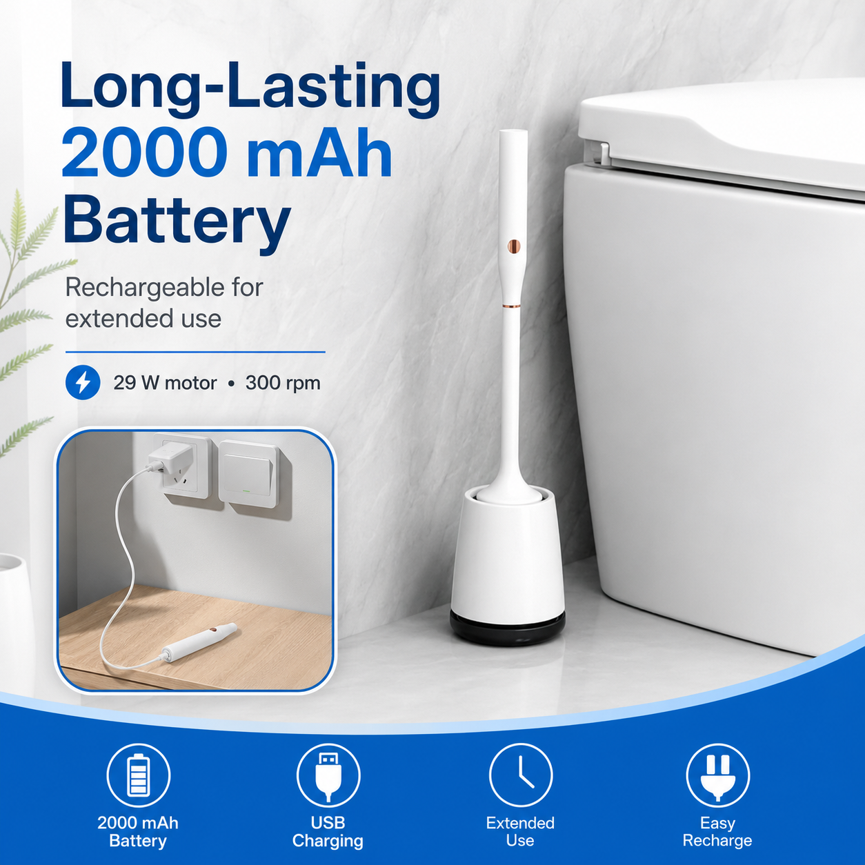 Electric Toilet Brush with UV Storage