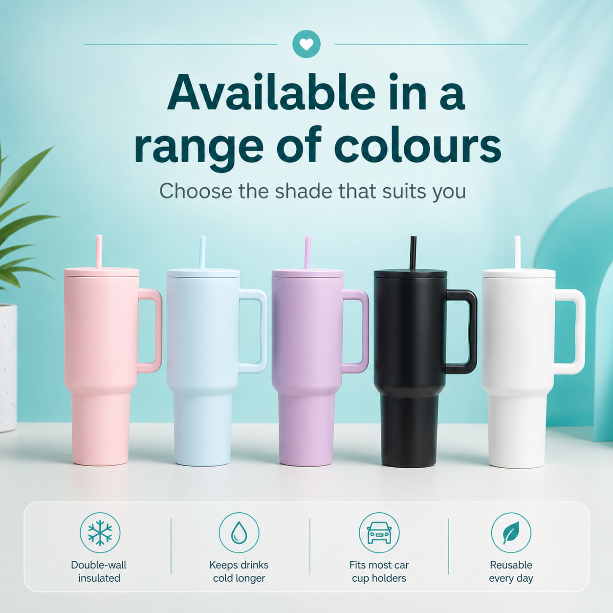 1.2L Insulated Tumbler with Straw