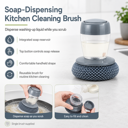 Soap-Dispensing Kitchen Cleaning Brush
