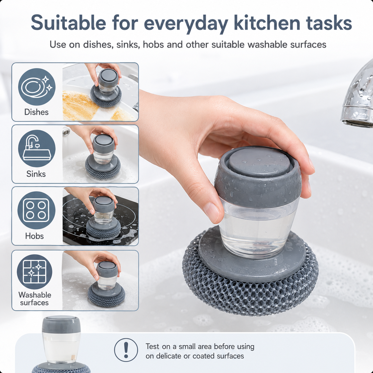 Soap-Dispensing Kitchen Cleaning Brush