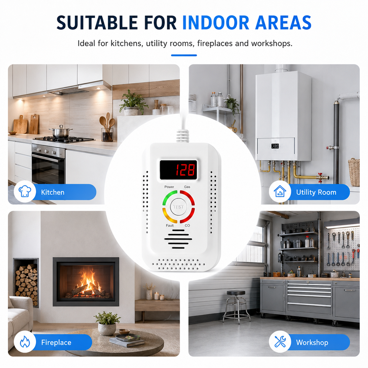 Plug-In Gas & Carbon Monoxide Detector with Digital Display