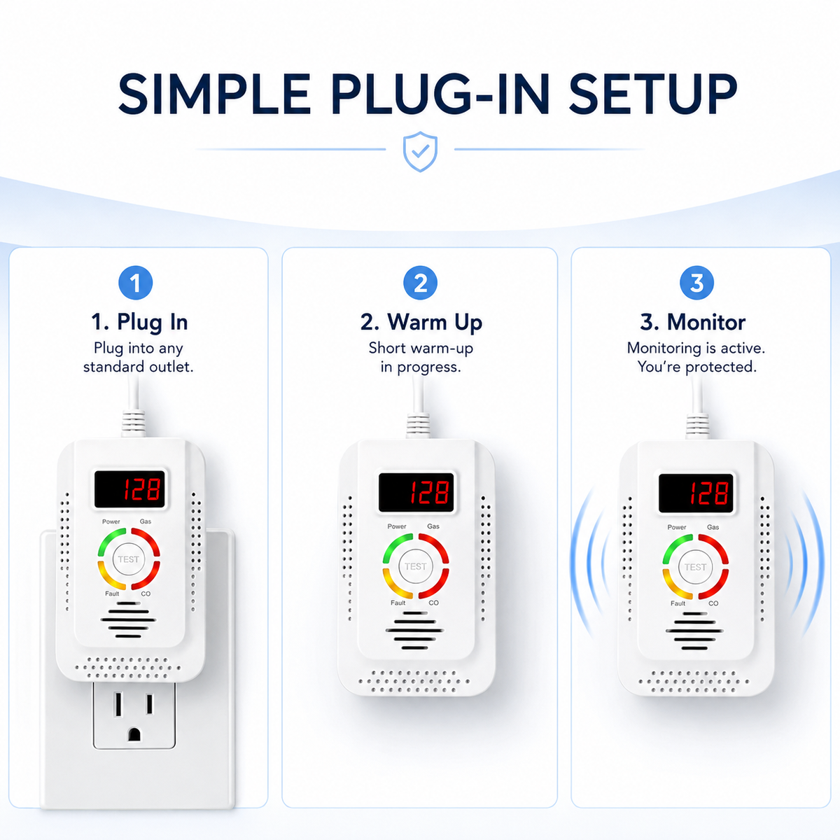 Plug-In Gas & Carbon Monoxide Detector with Digital Display