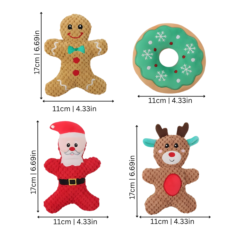 Christmas Dog Toy Set Squeaky Plush Toys
