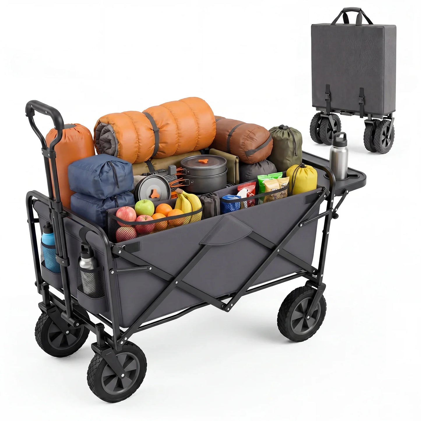 95L Collapsible Wagon Cart with Cup Holders – 150kg Capacity
