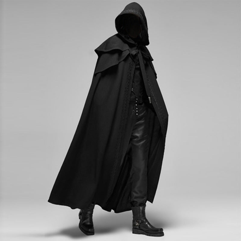Gothic Velvet Hooded Cloak – Unisex Black Cape