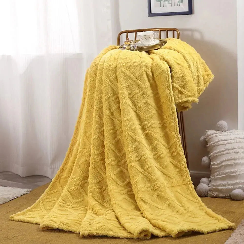Ruched Faux Fur Cosy Throw Blanket