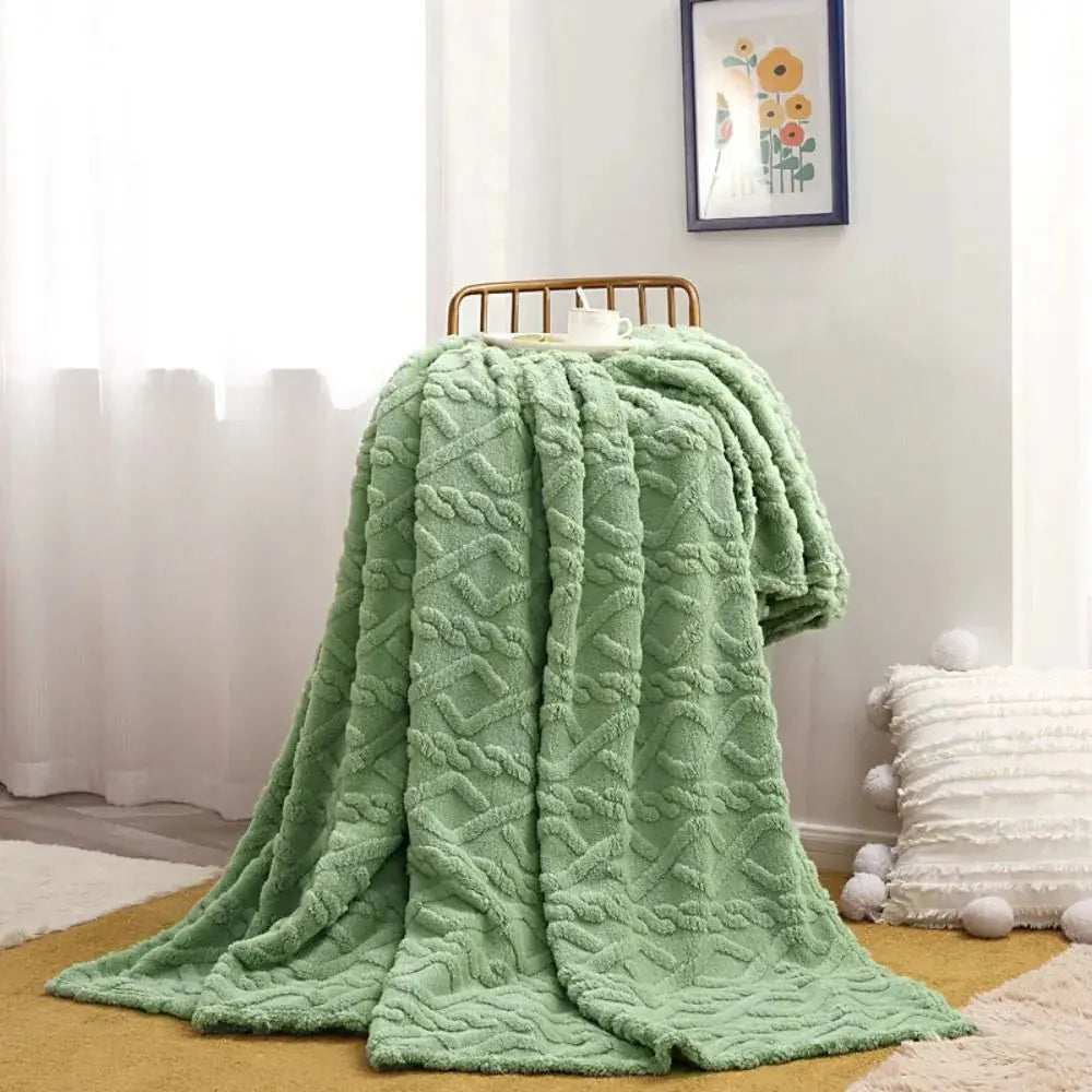 Ruched Faux Fur Cosy Throw Blanket