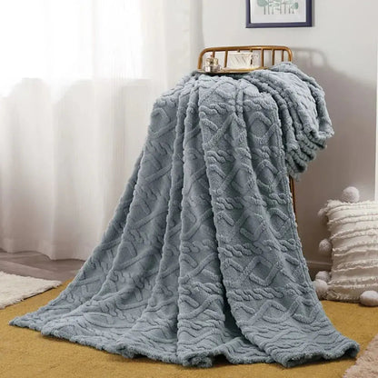 Ruched Faux Fur Cosy Throw Blanket