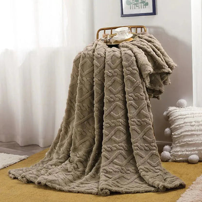 Ruched Faux Fur Cosy Throw Blanket