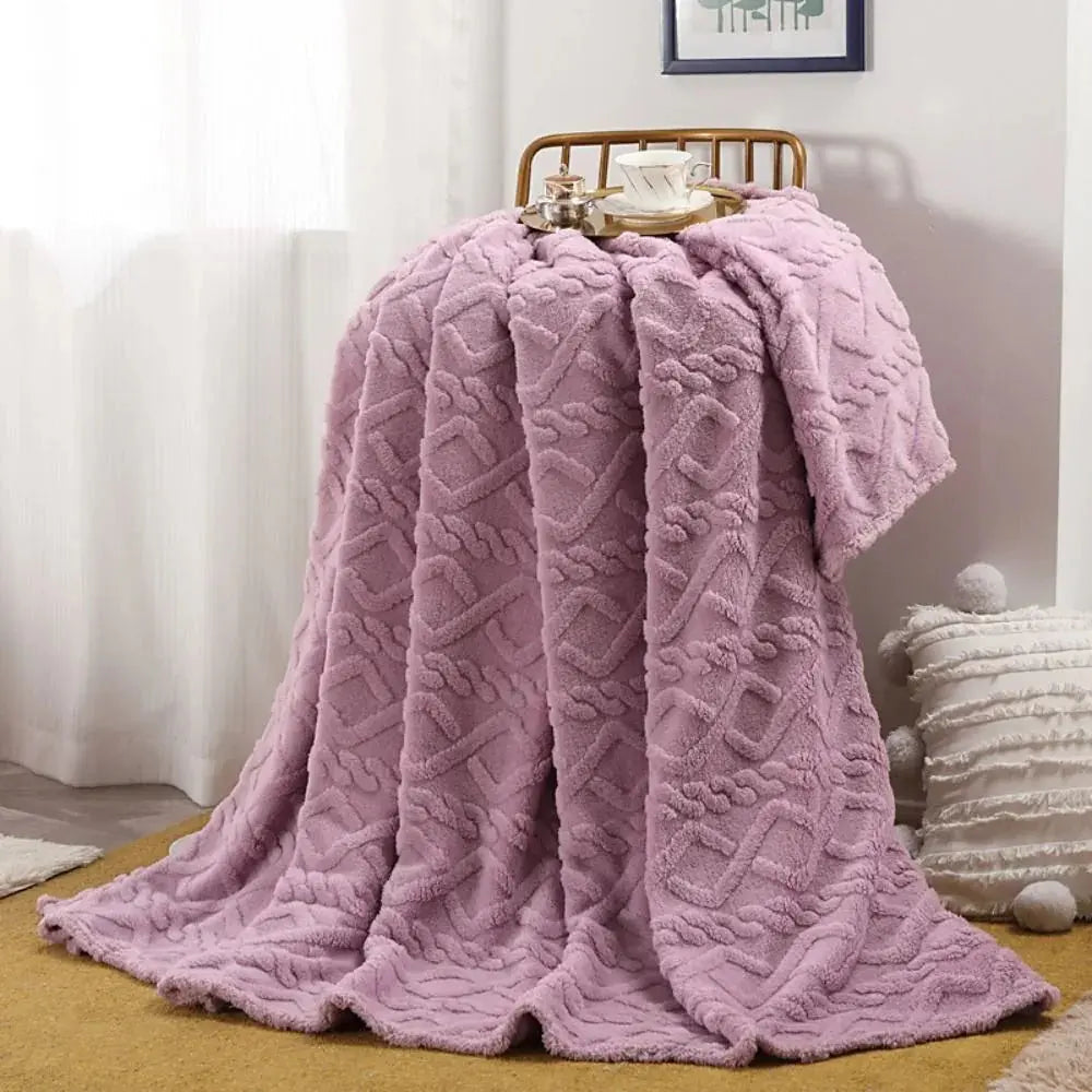 Ruched Faux Fur Cosy Throw Blanket