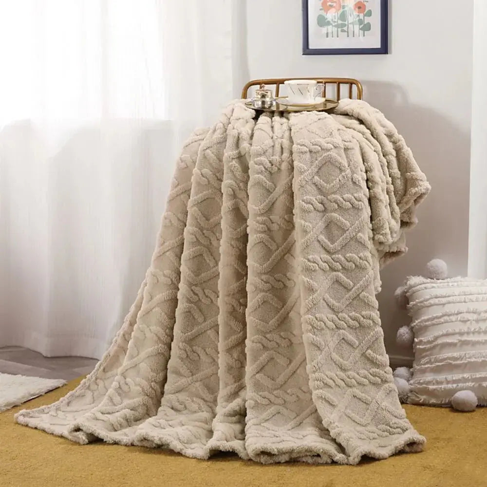 Ruched Faux Fur Cosy Throw Blanket