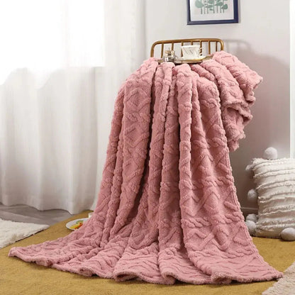 Ruched Faux Fur Cosy Throw Blanket