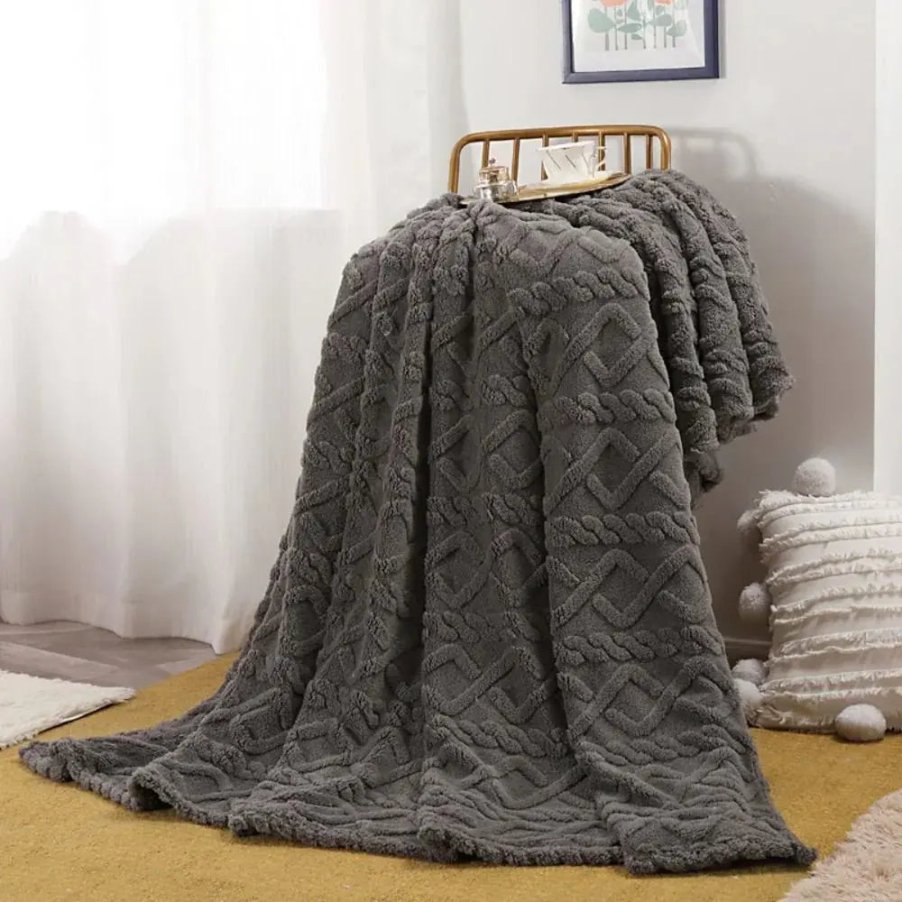 Ruched Faux Fur Cosy Throw Blanket