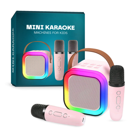 Mini Karaoke Machine for Kids - 2 Microphones, Bluetooth