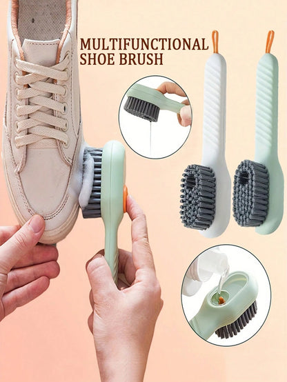 Multifunctional Liquid-Dispensing Clothes and Shoe Brush