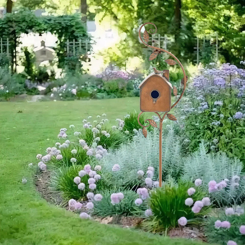 Metal Birdhouse Garden Decor – Aviary Sculpture Ornament
