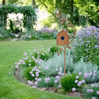Metal Birdhouse Garden Decor – Aviary Sculpture Ornament