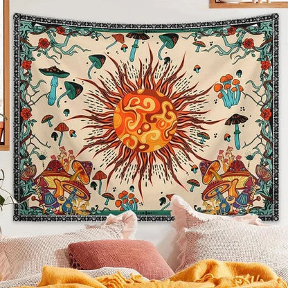 Embroidered Star Moon Constellation Boho Tapestry