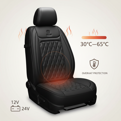 Heated Car Seat Cover – 12V/24V Electric Seat Warmer with Adjustable Temperature, Cotton or Flannel