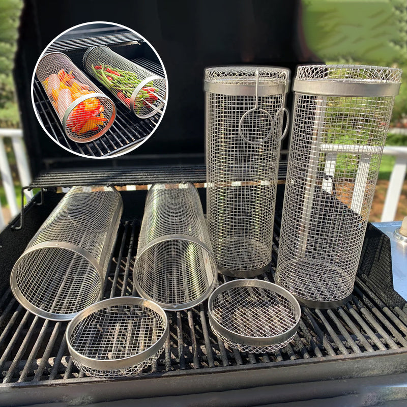 Rotating BBQ Grill Basket – 304 Stainless Steel Vegetable Roaster – image 2