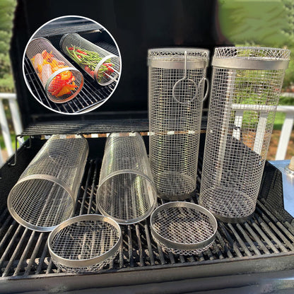 Rotating BBQ Grill Basket – 304 Stainless Steel Vegetable Roaster – image 2