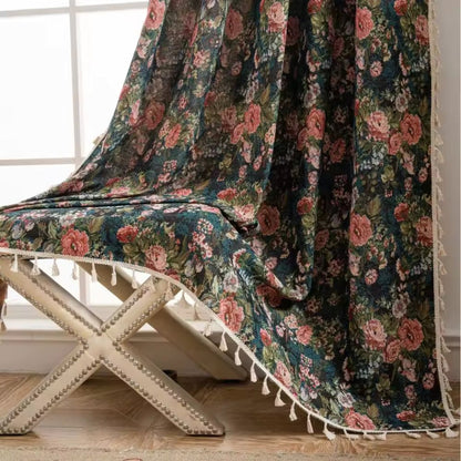 Vintage Floral Curtain French Style Window Drapes