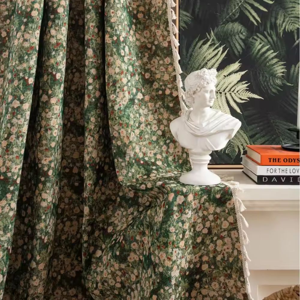 Vintage Floral Curtain French Style Window Drapes