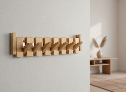 Piano-Style Wooden Coat Rack