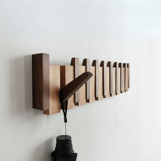 Piano-Style Wooden Coat Rack
