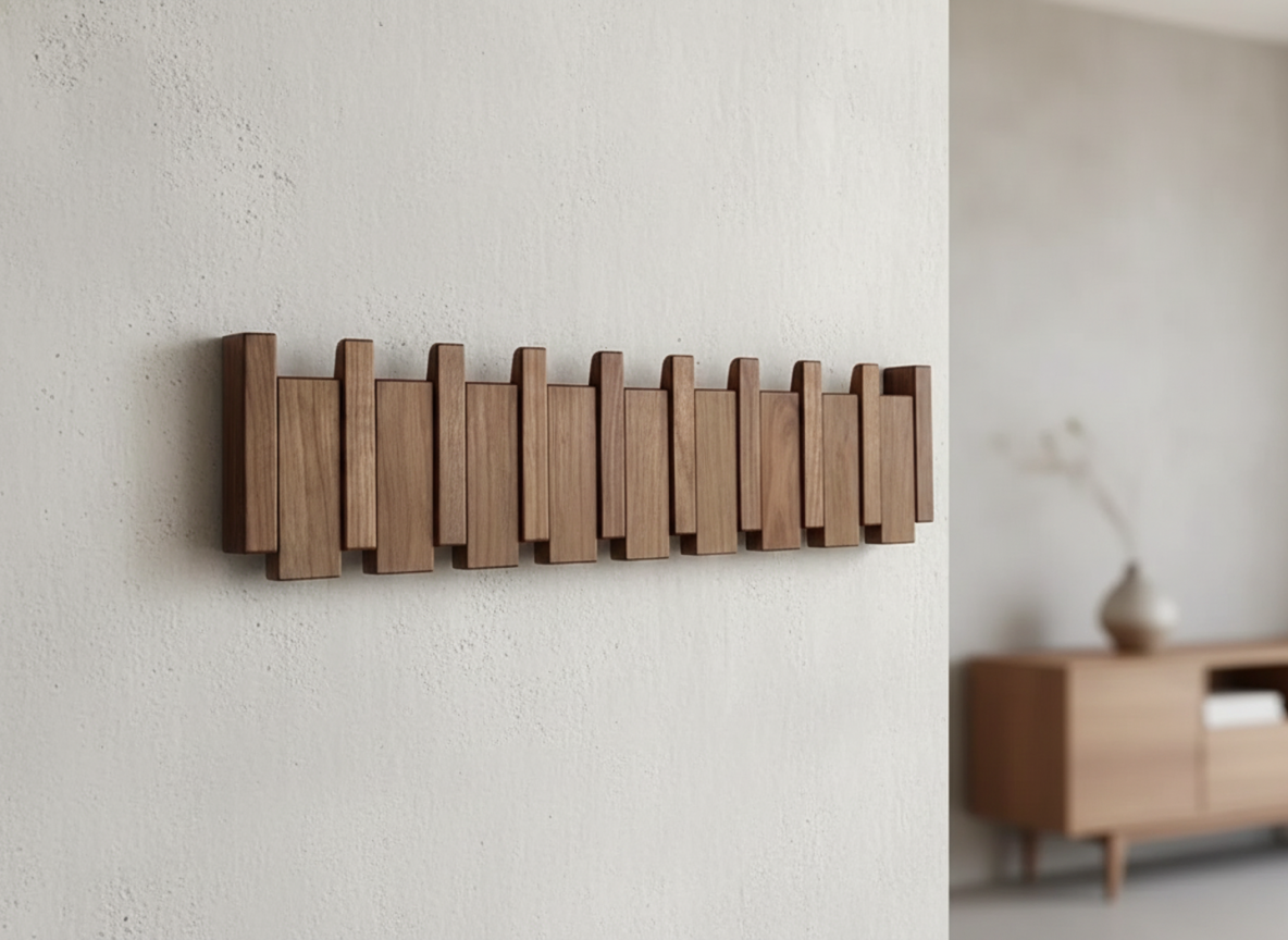 Piano-Style Wooden Coat Rack