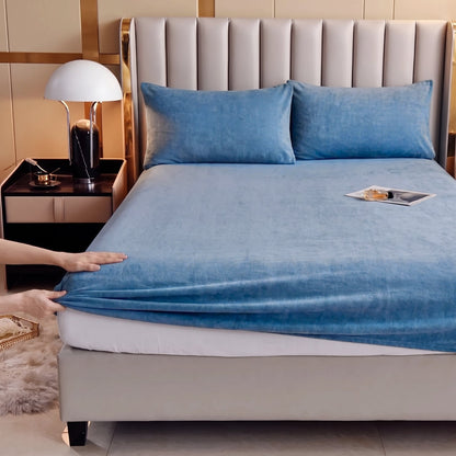 Plush Velvet Thermal Mattress Cover Sheet