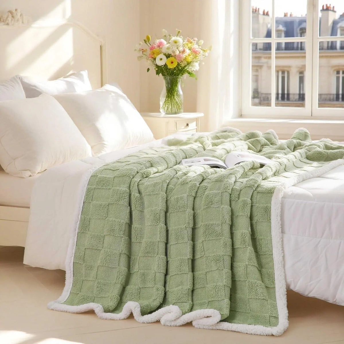 Plush Sherpa Flannel Warm Throw Blanket