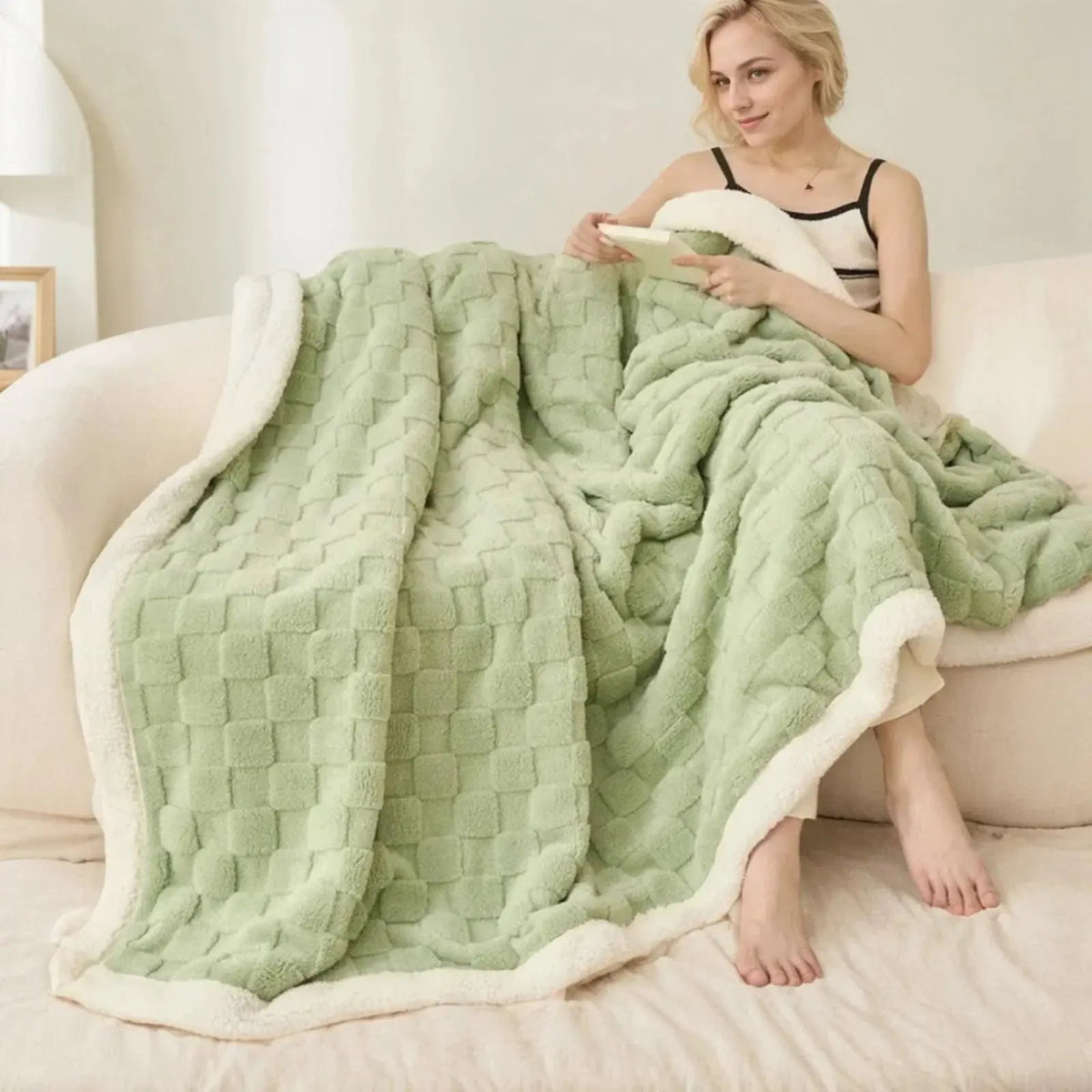 Plush Sherpa Flannel Warm Throw Blanket