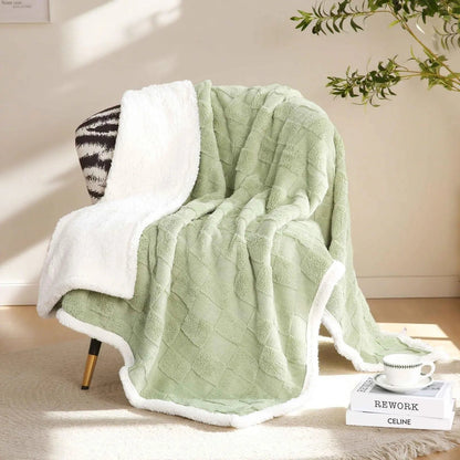 Plush Sherpa Flannel Warm Throw Blanket