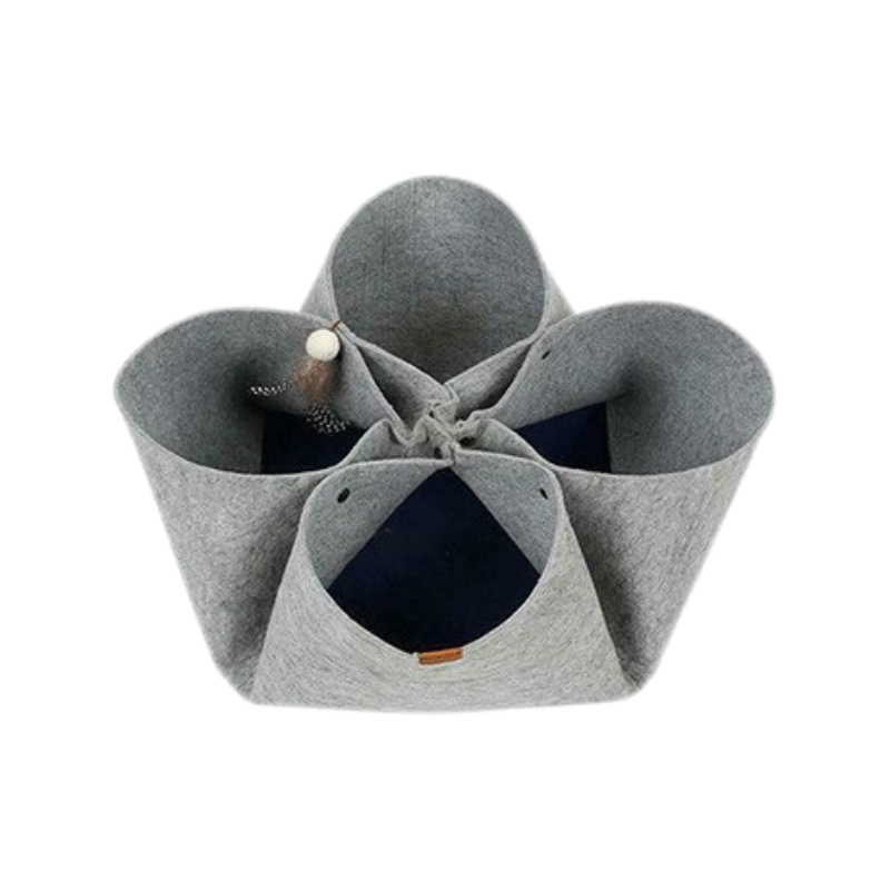 Felt Cat Cave Bed - Cozy Multi-Pocket Pet Hideout